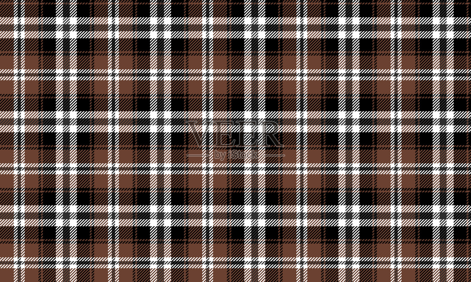 棕色、黑色和白色格纹面料，无缝拼接。优雅而现代，非常适合服装、裙子和裤子的时尚设计，为您的设计增添经典而独特的触感。插画图片素材