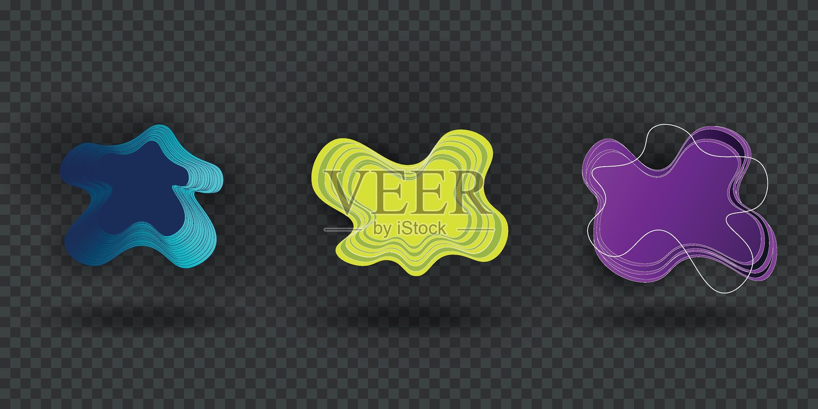 一组抽象的现代图形元素。动态彩色图形和线条。渐变抽象横幅，带有流动的液体形状。标志、传单或演示文稿设计的模板。矢量图插画图片素材