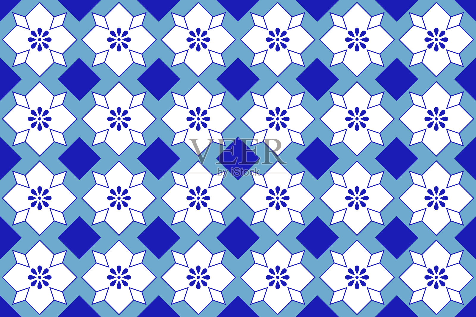 墨西哥传统塔拉维拉花卉图案无缝贴花。来自普埃布拉的陶瓷瓷砖。矢量图。插画图片素材