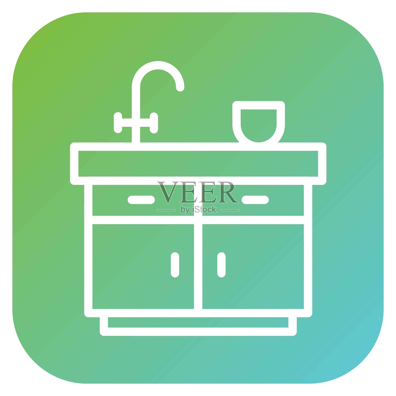 矢量设计厨房岛图标风格插画图片素材