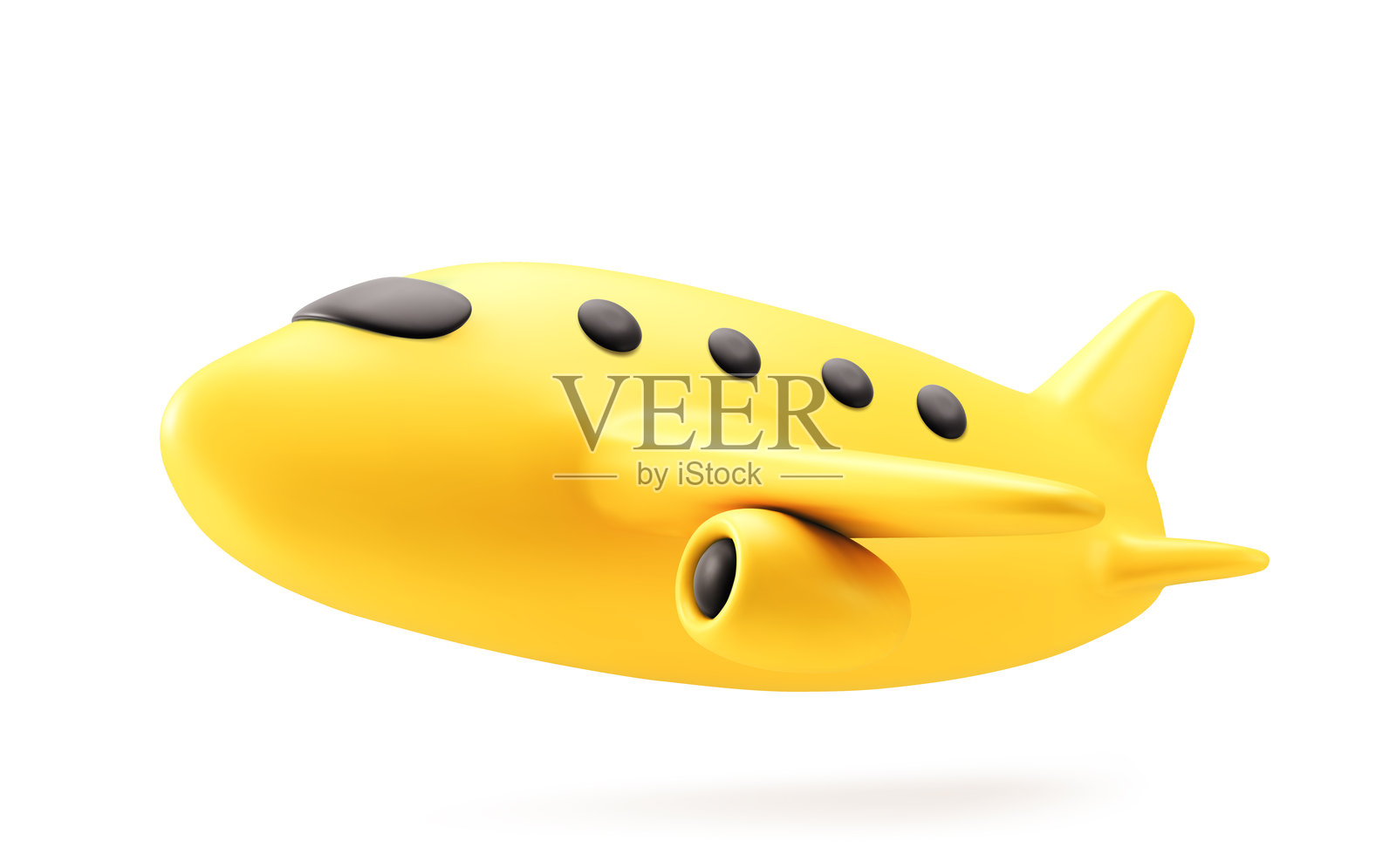 3D黄色飞机。国际航空旅行、旅行概念的图标。矢量图。插画图片素材