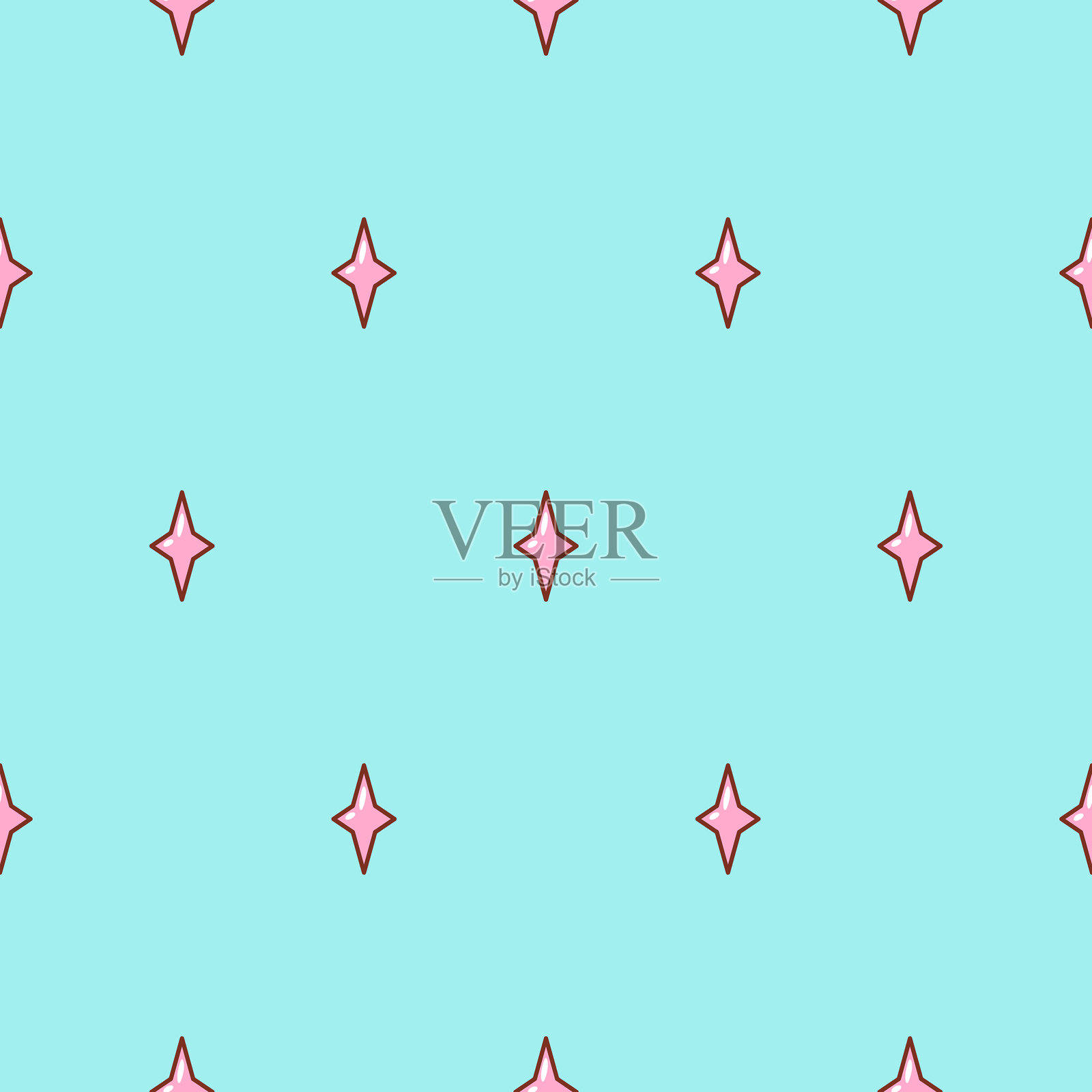 可爱的简约无缝图案，带有柔和色彩的闪亮星星。矢量卡通扁平插画。非常适合印刷、包装纸、壁纸、布料、纺织品。儿童风格设计。插画图片素材