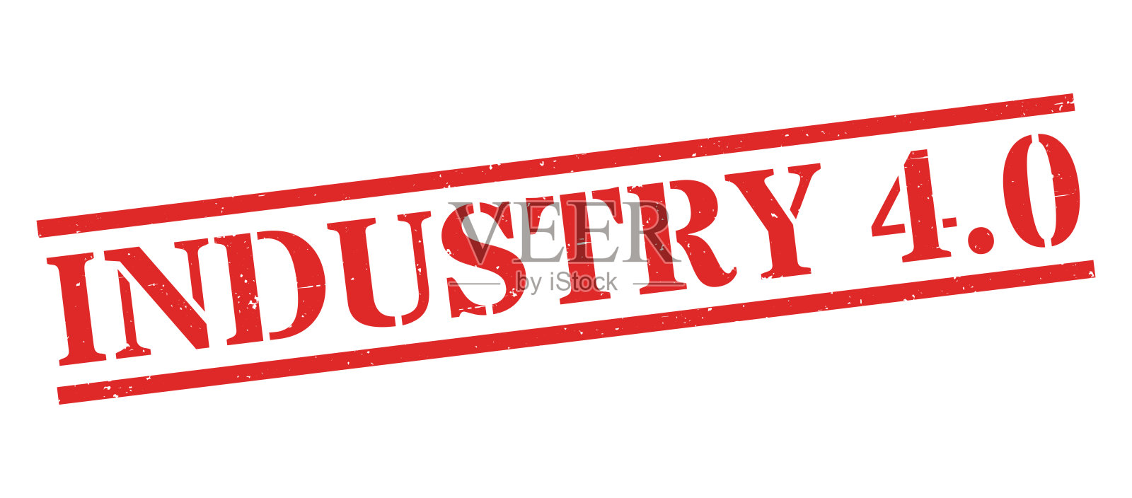 工业4.0 - 红色橡胶印章，背景空白插画图片素材