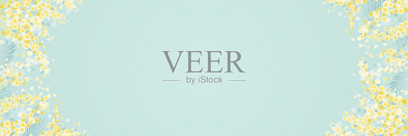 柔和的含羞草花框架背景，带有复制空间插画图片素材