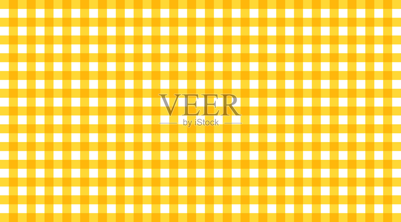 维希风格的黄色格纹无缝图案。适用于桌布、野餐毯、餐巾、衬衫或手帕的秋季或感恩节纺织品印花。矢量扁平化设计。插画图片素材