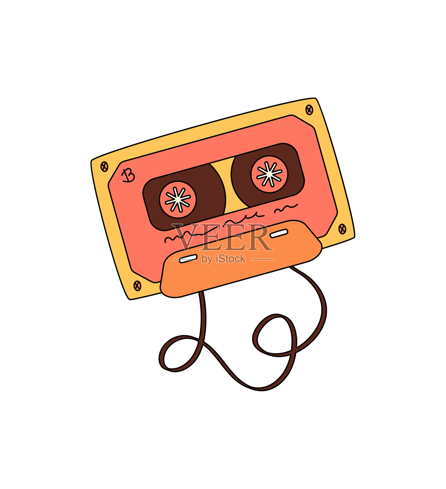 复古潮流磁带贴纸卡通插画图片素材