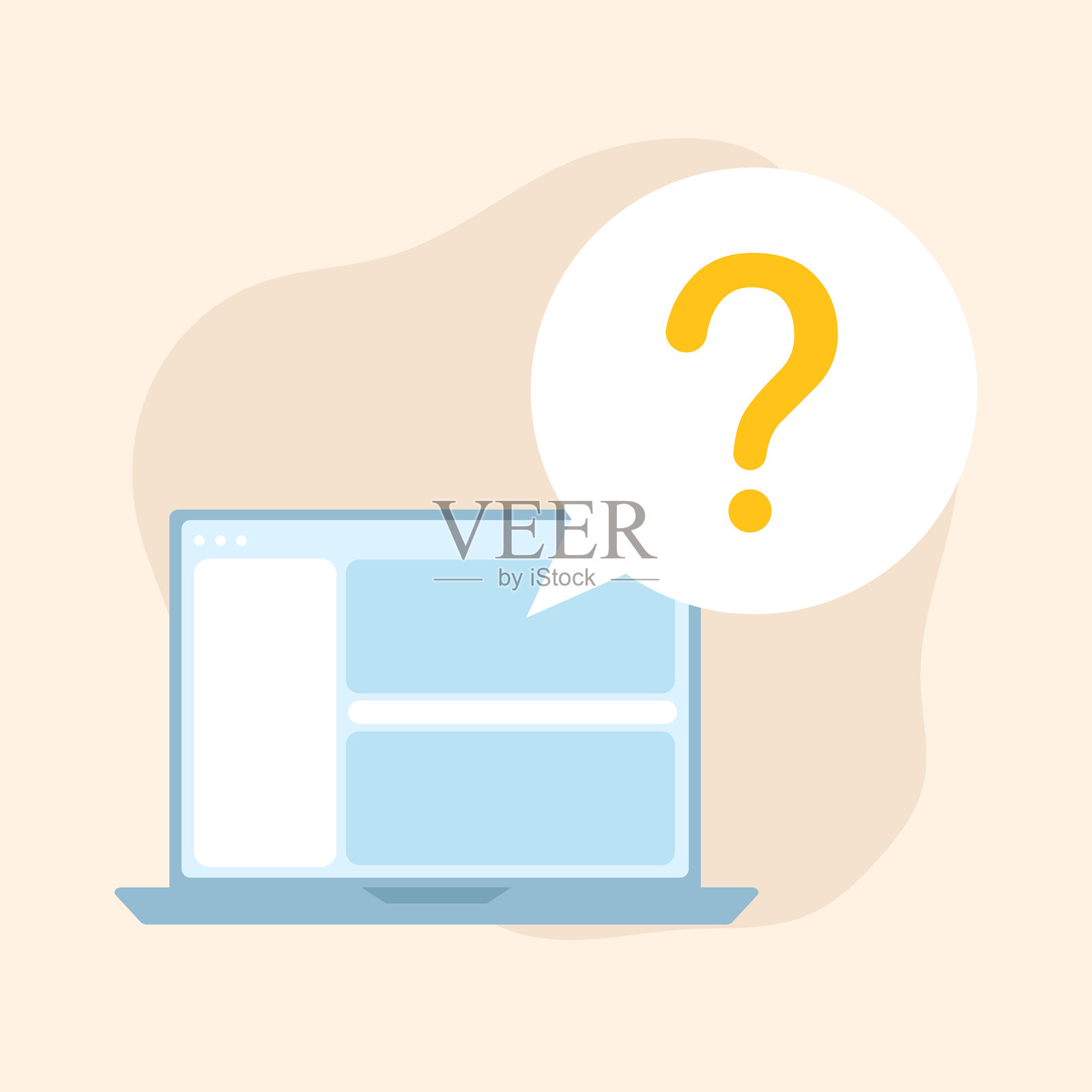 一个带有问号的电脑显示器的扁平插画插画图片素材