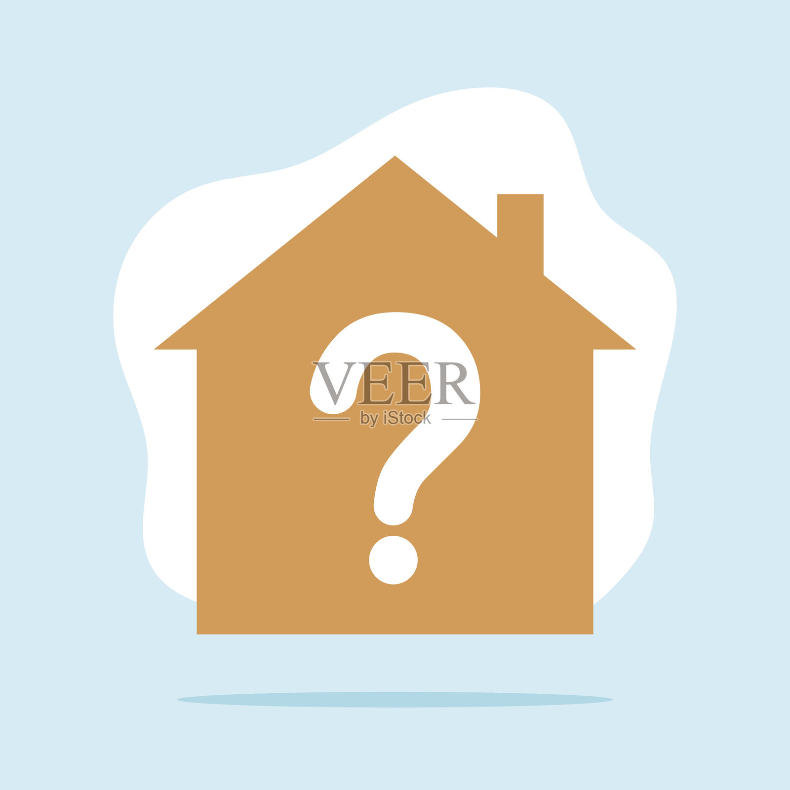 一个带有问号的房屋扁平化插画插画图片素材
