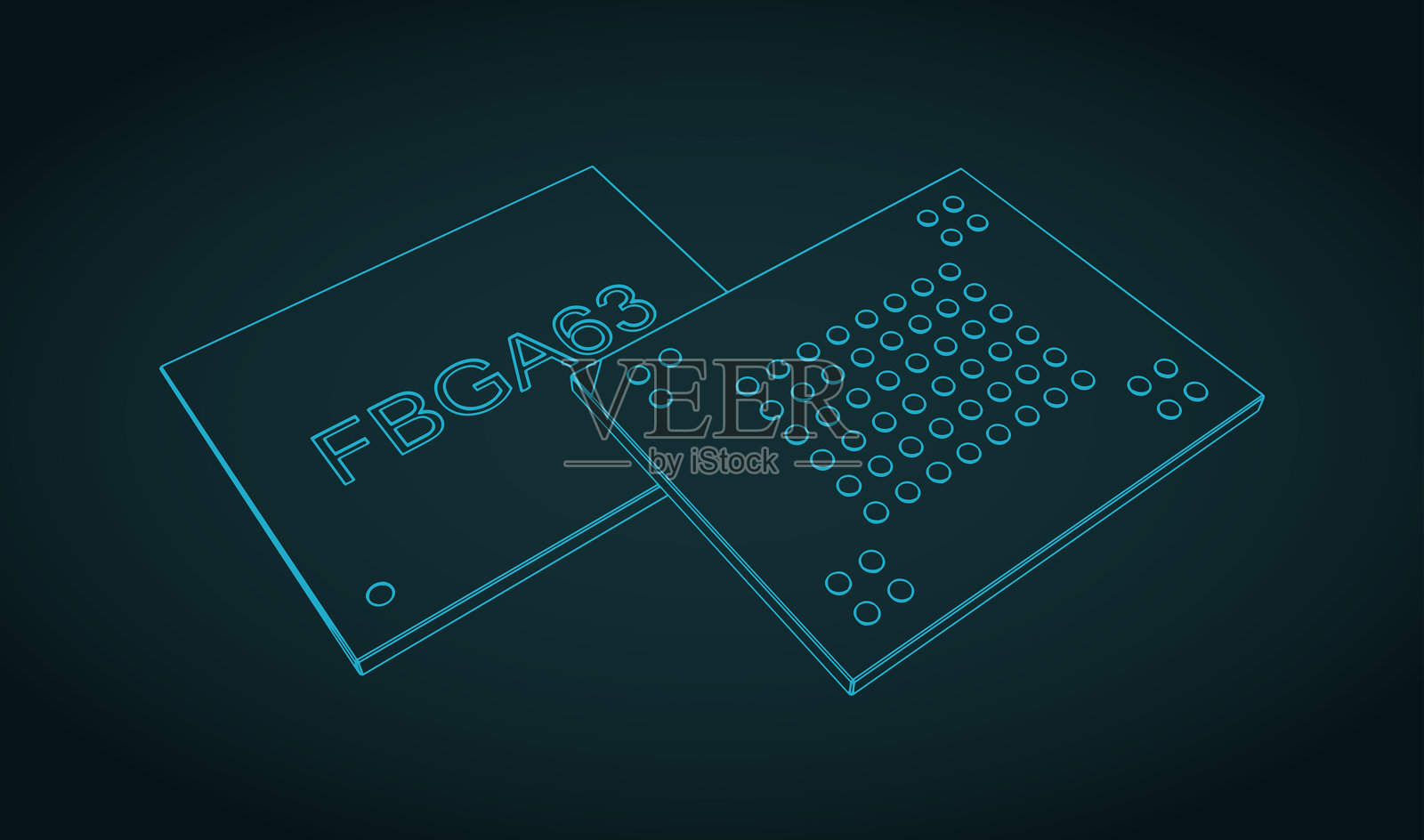 精细球栅阵列内存微芯片草图插画图片素材