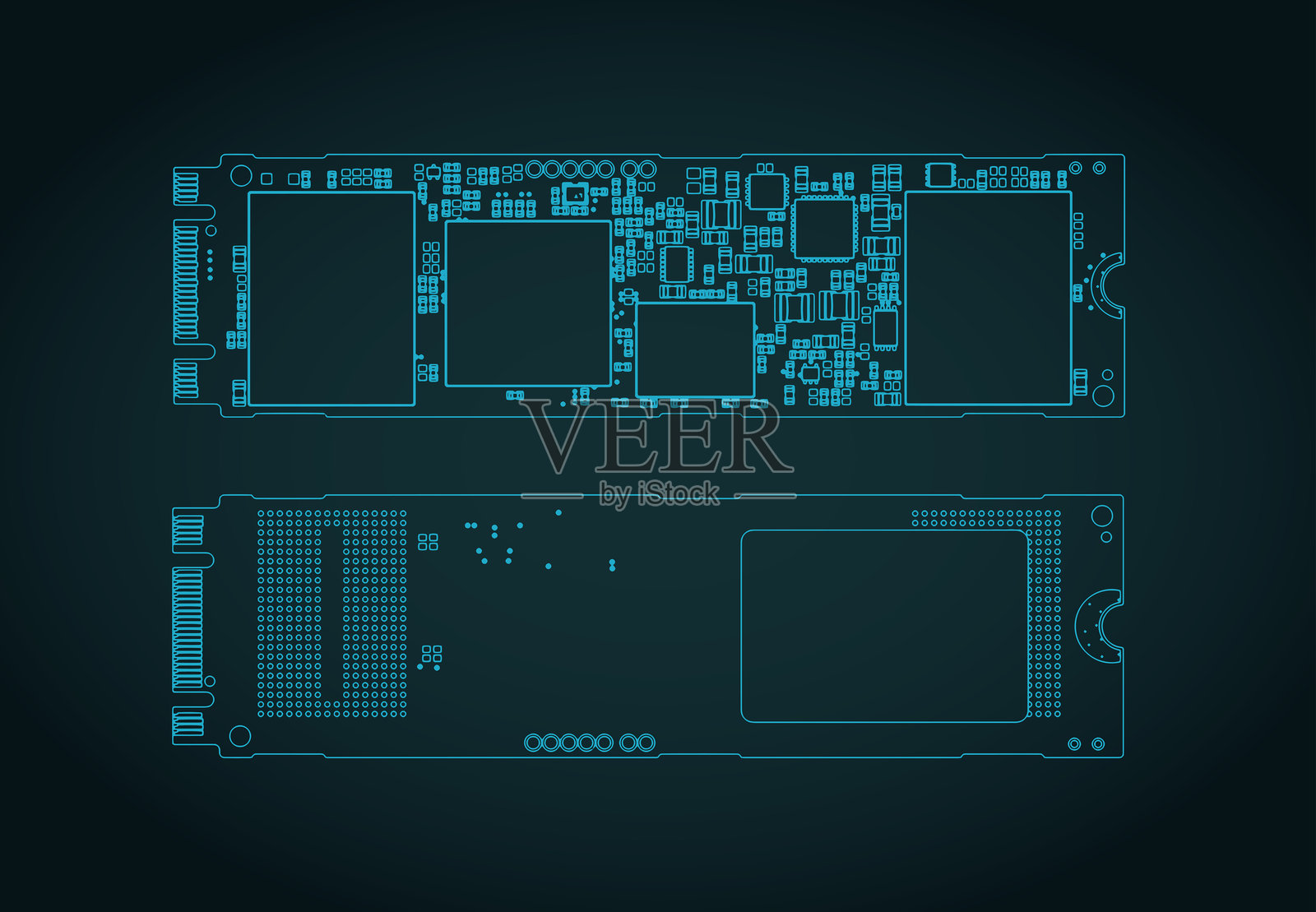 SSD M.2 蓝图插画插画图片素材