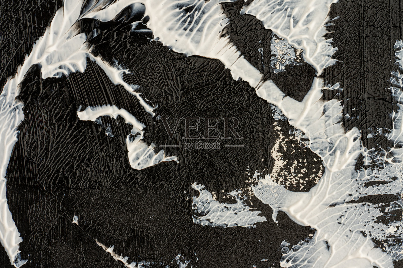 黑白丙烯颜料的微距纹理照片摄影图片