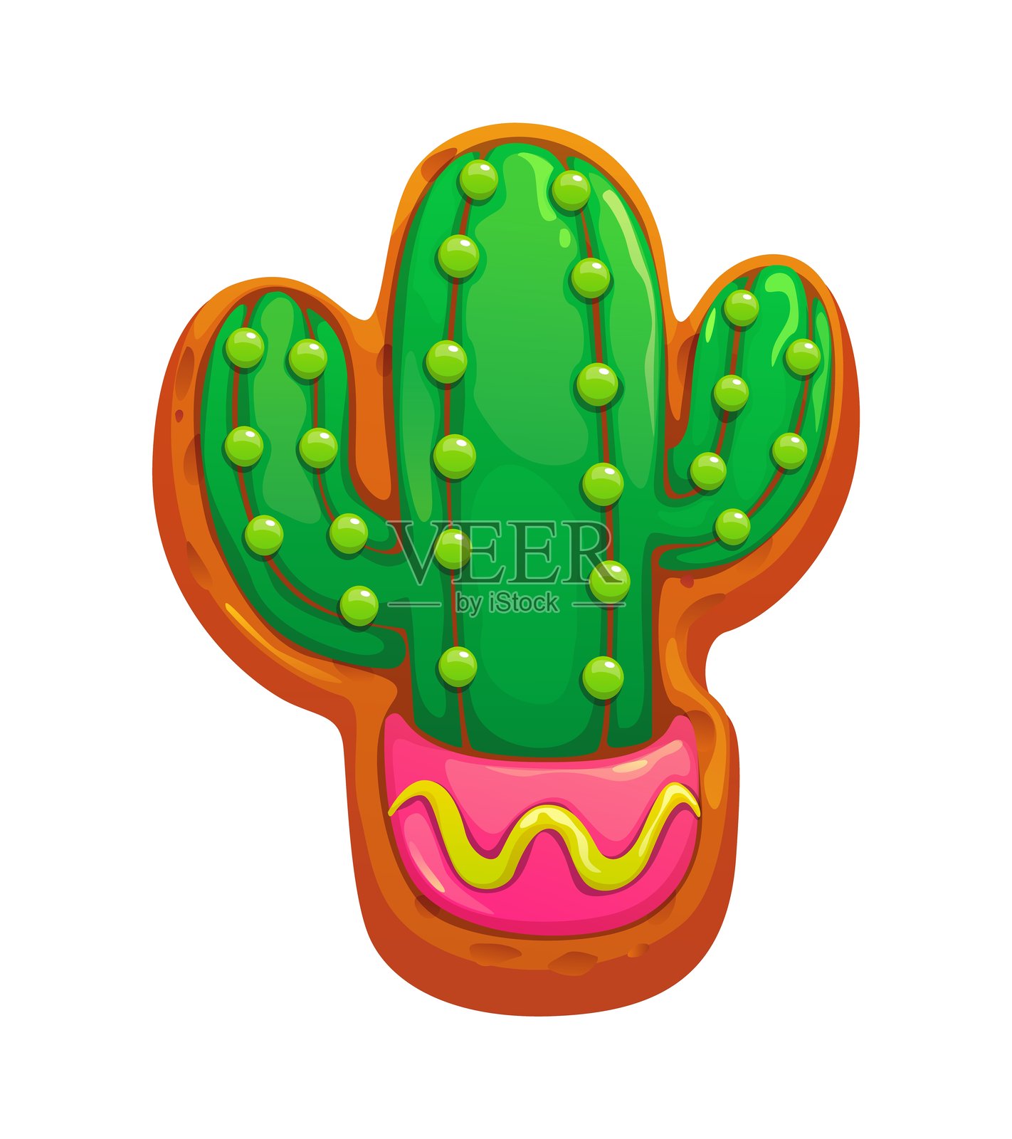 亡灵节卡通仙人掌饼干植物插画图片素材