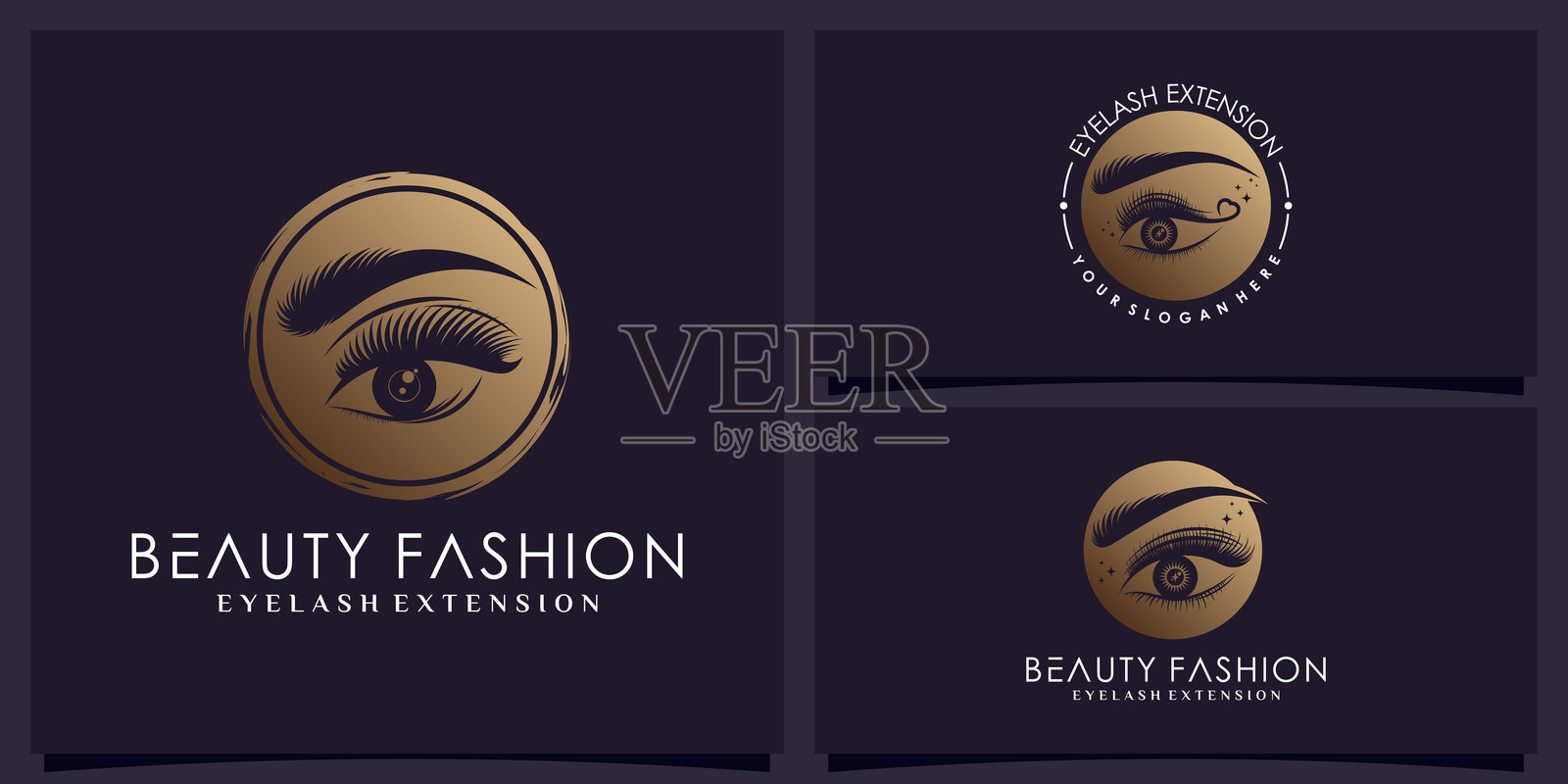 美容院的睫毛嫁接图标设计合集，充满创意现代概念插画图片素材