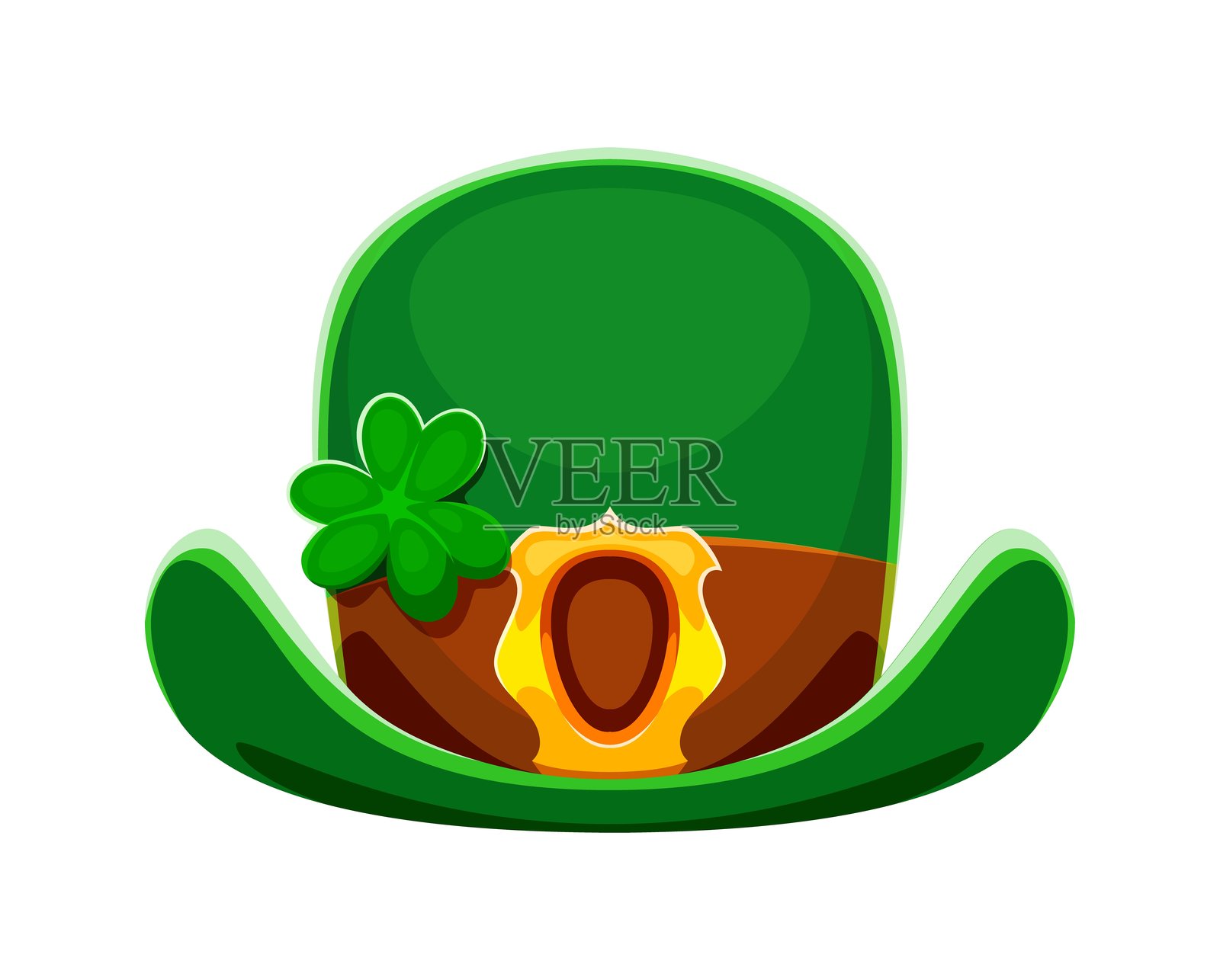 圣帕特里克节小妖精圆顶帽和三叶草插画图片素材