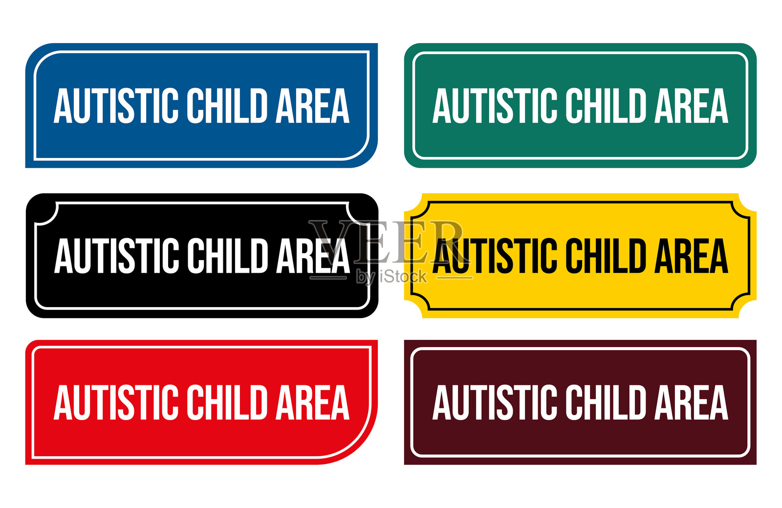 自闭症儿童区域标志插画 可打印的意识宣传标志插画图片素材