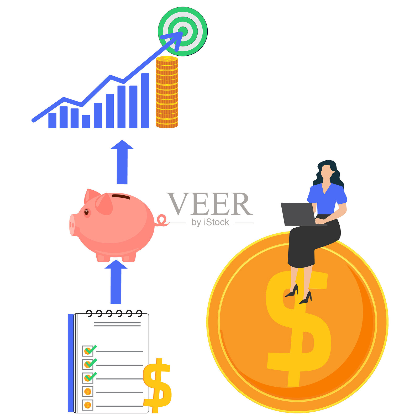 商业财务规划插画图片素材