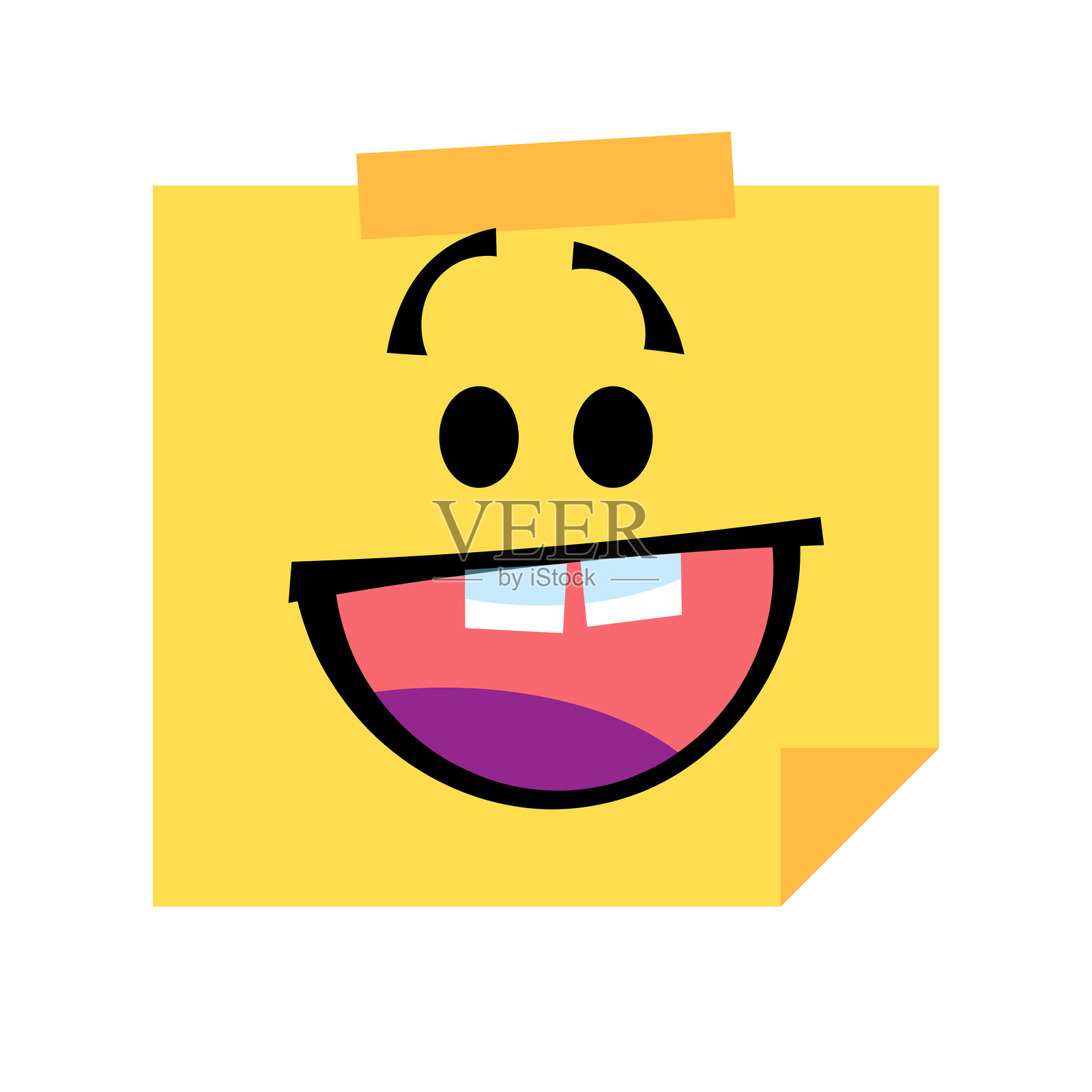 带开心表情符号的便利贴插画图片素材