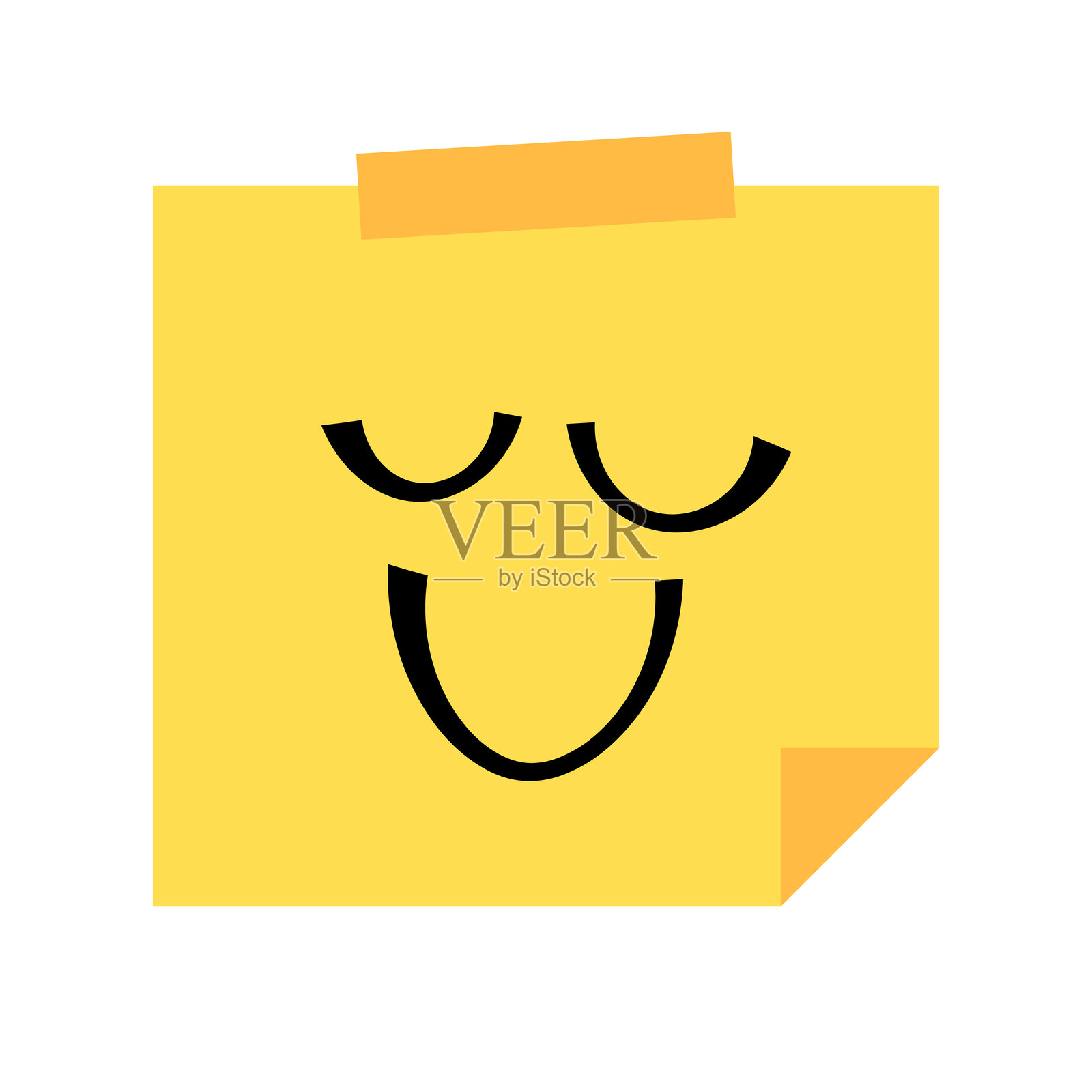 带有笑脸表情的便签插画图片素材