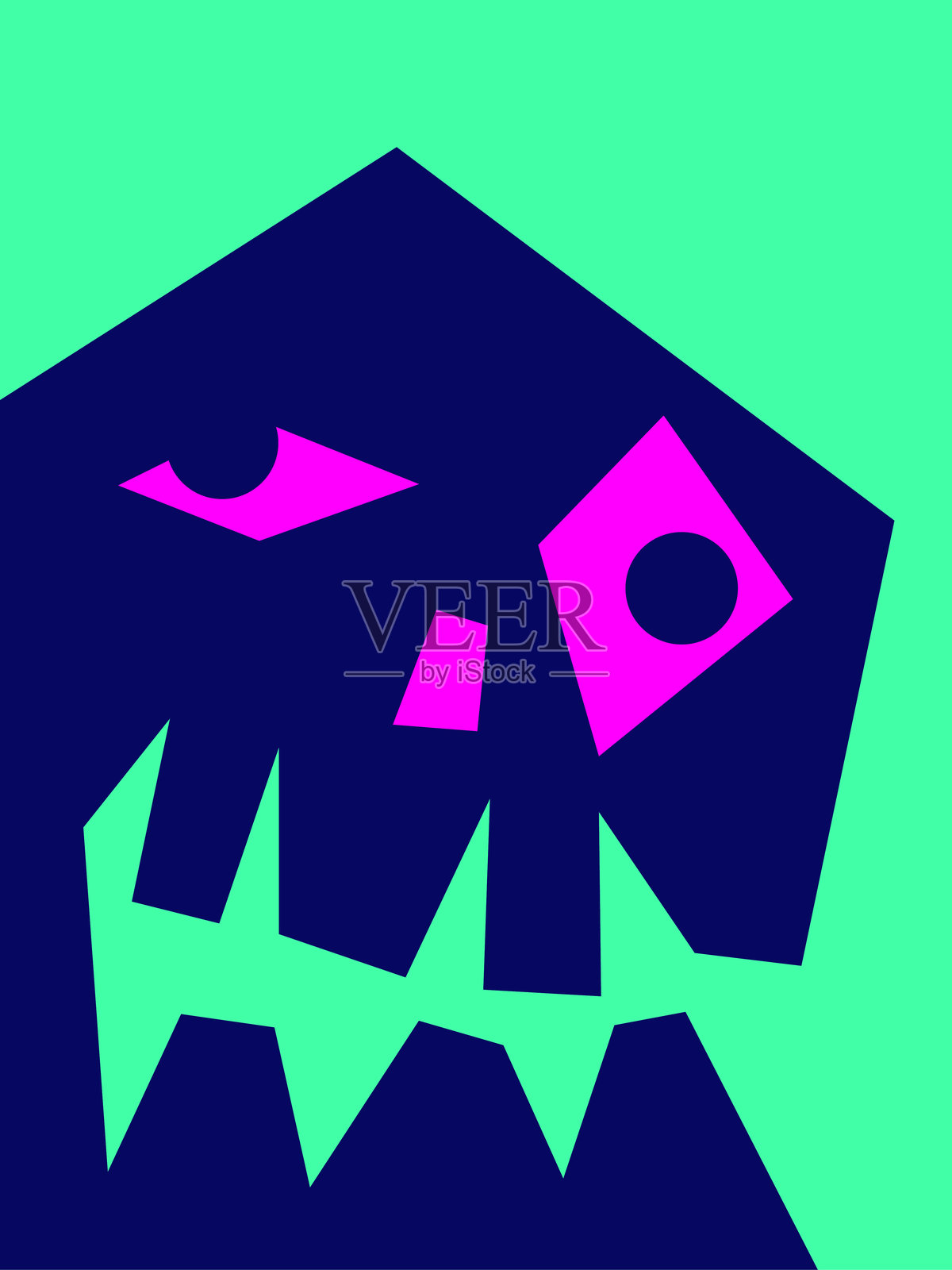 卡通风格的人类头骨海报设计插画图片素材