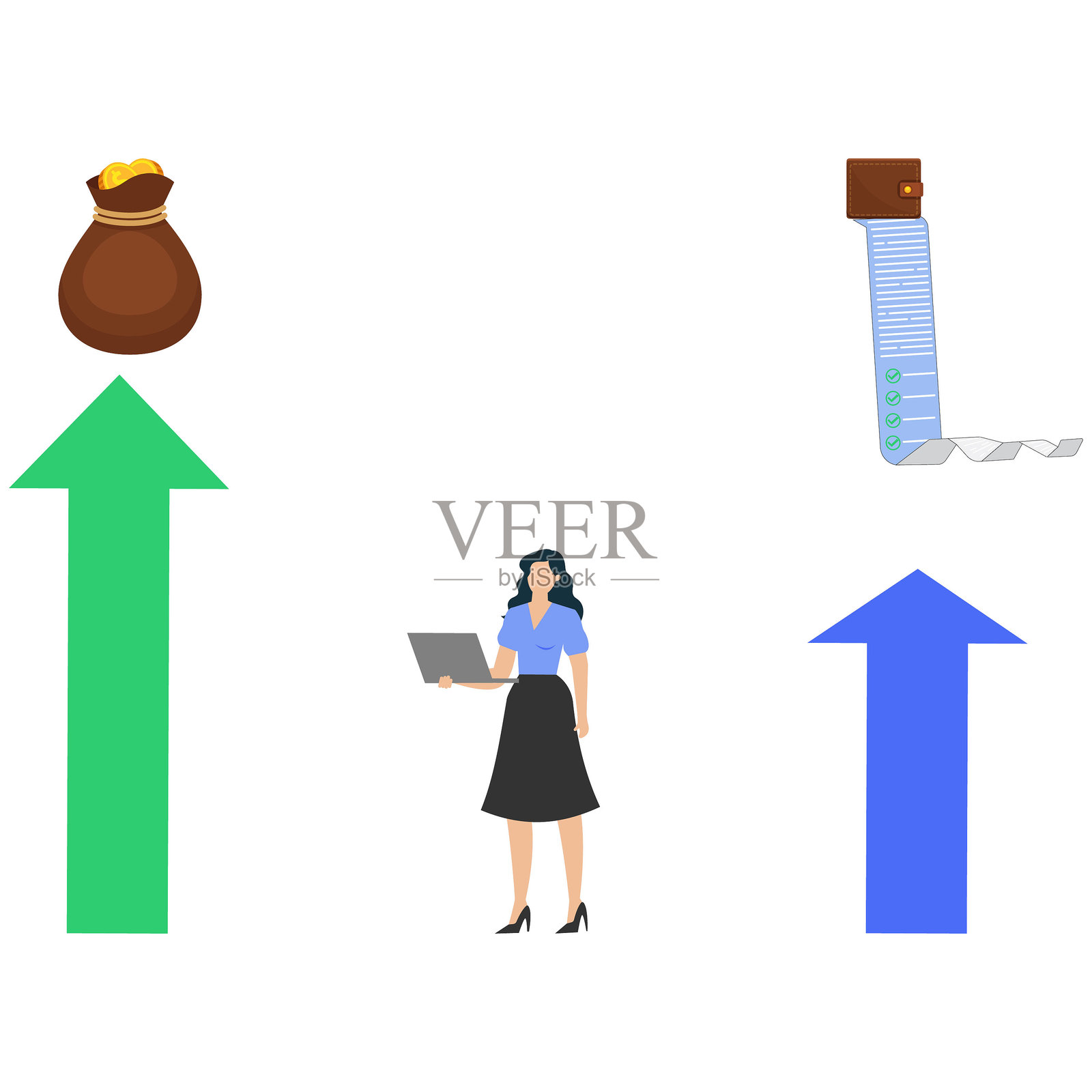 收入与支出插画图片素材