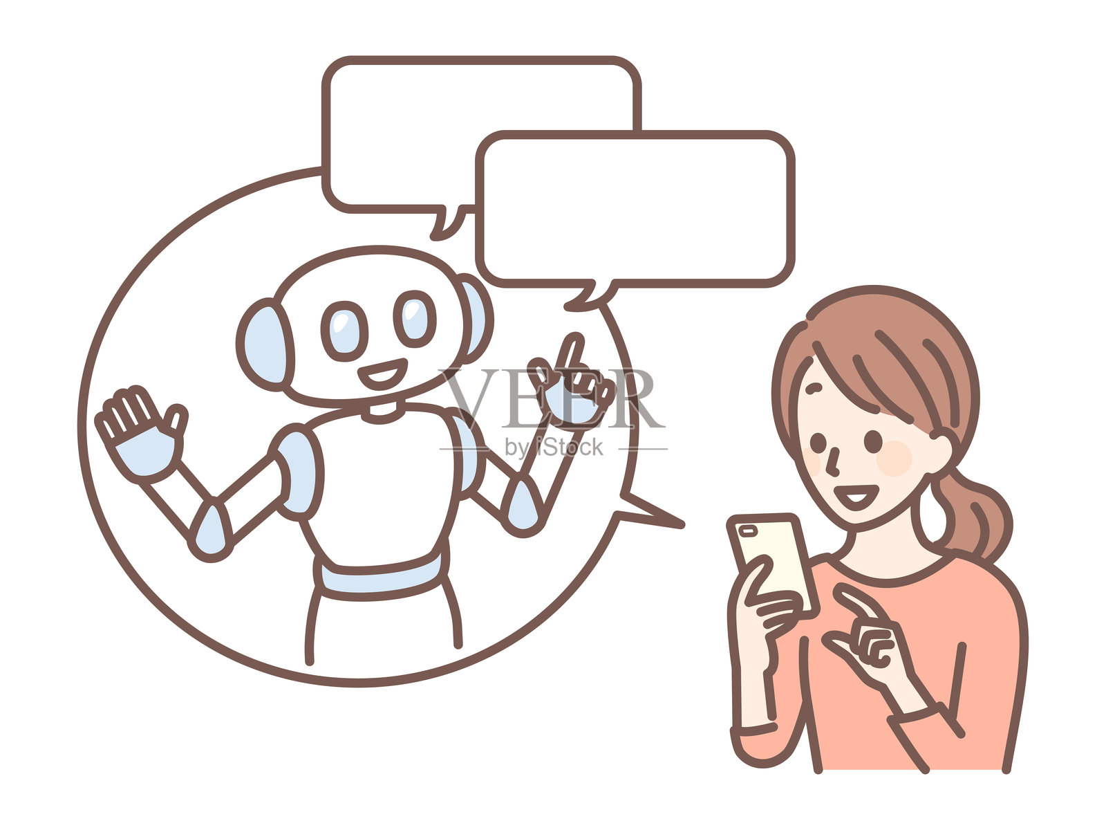 人工智能机器人与人类协同工作的插画插画图片素材