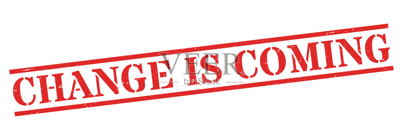 变化即将来临 - 红色橡皮图章放在空白背景上插画图片素材