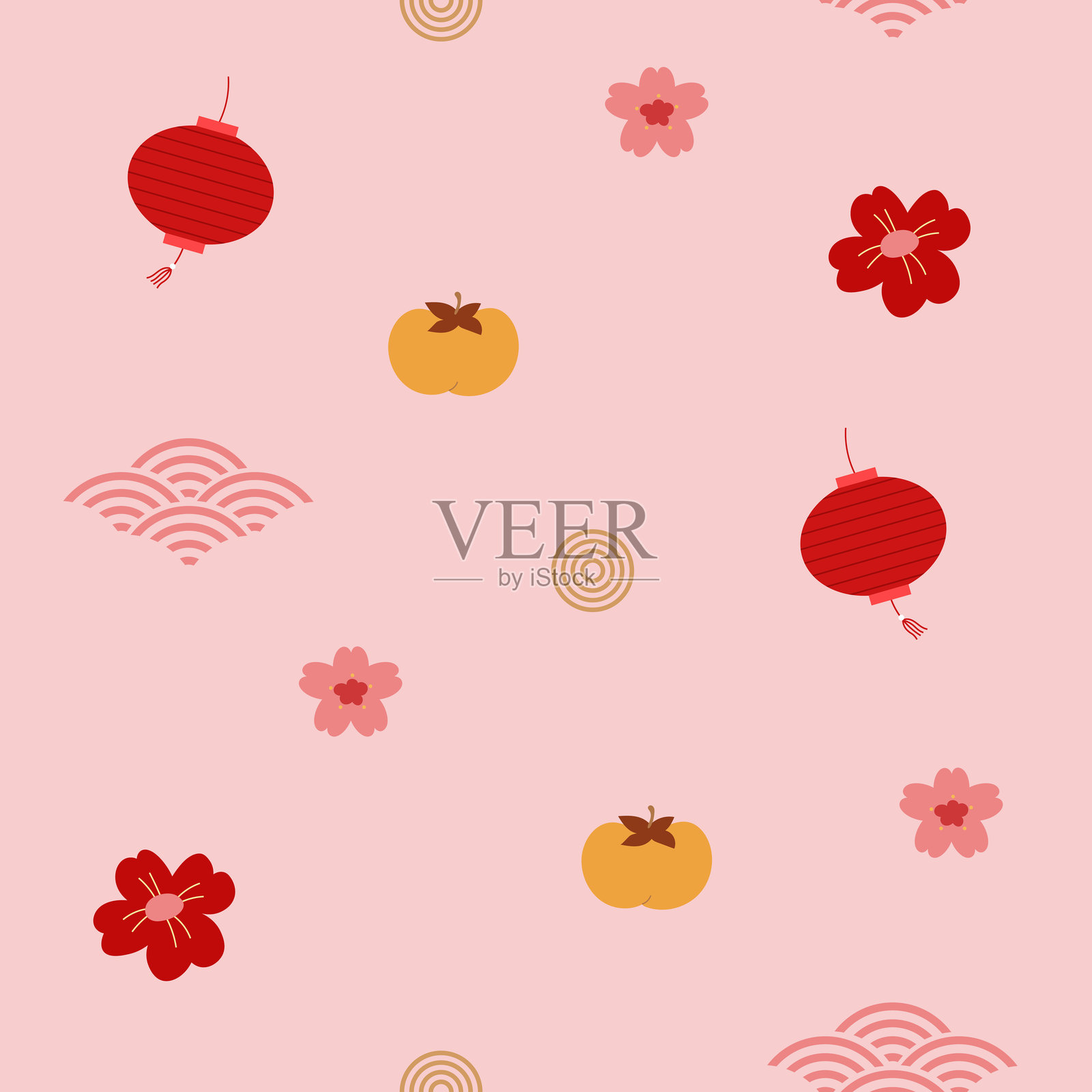 中国新年无缝图案设计插画图片素材