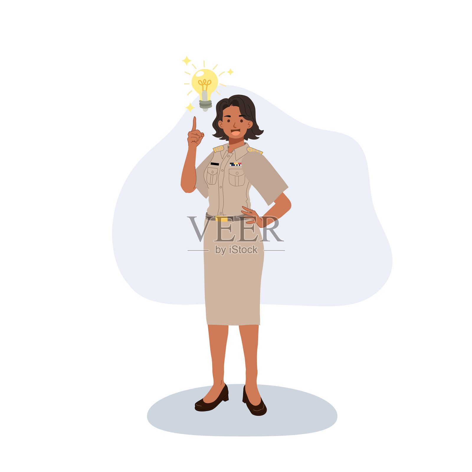 身着政府制服的专业女性，展示创意与自信的插画插画图片素材