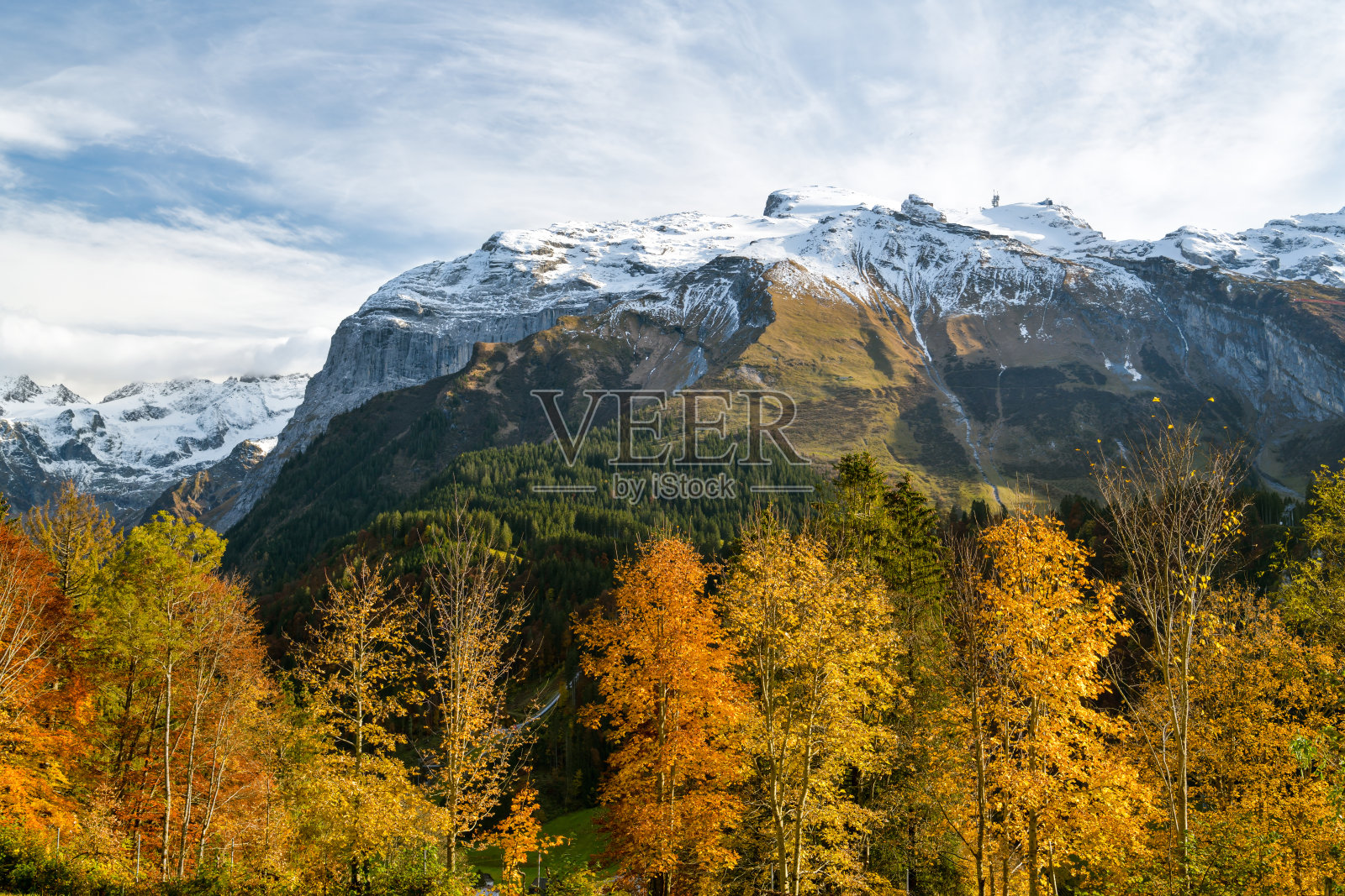 瑞士恩格尔贝格蒂特利斯峰顶的冰川照片摄影图片