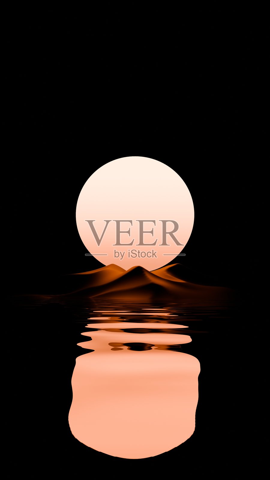 宁静的日落映照在水面上照片摄影图片