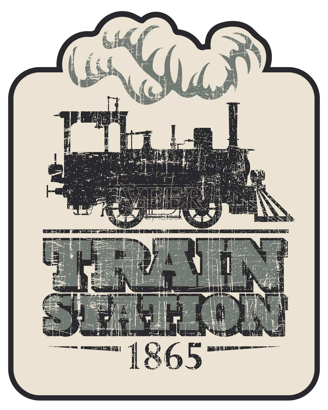 复古蒸汽火车海报插画图片素材