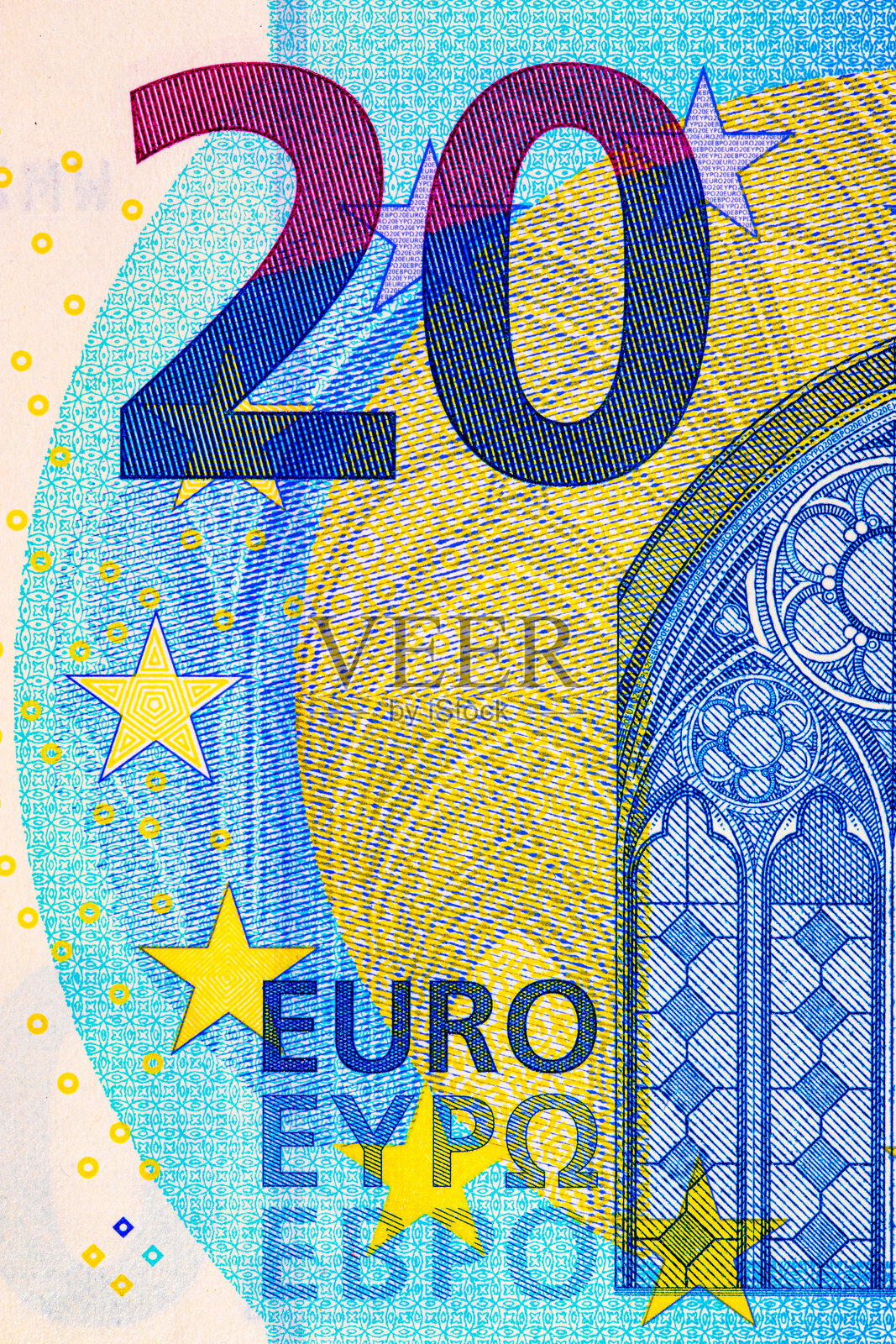 欧盟20欧元纸币。欧洲纸币照片摄影图片