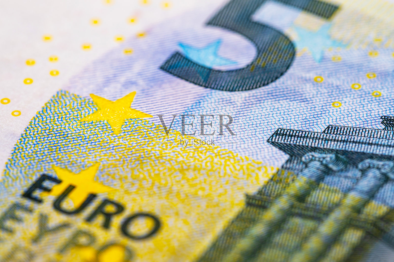欧盟5欧元纸币。欧洲纸币照片摄影图片