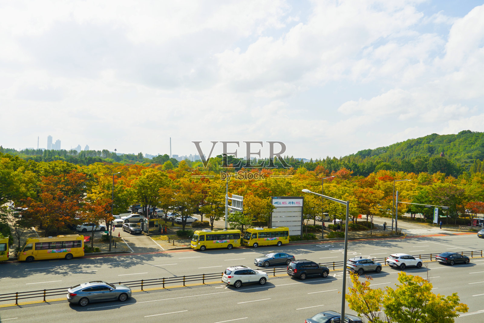 首尔世界杯公园的秋季景观照片摄影图片