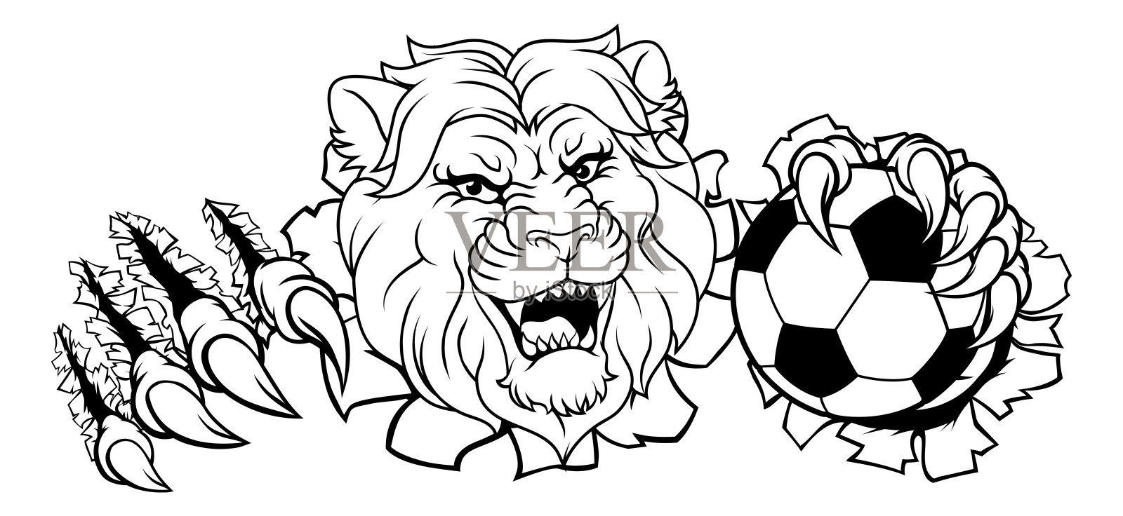 狮子足球队吉祥物插画图片素材