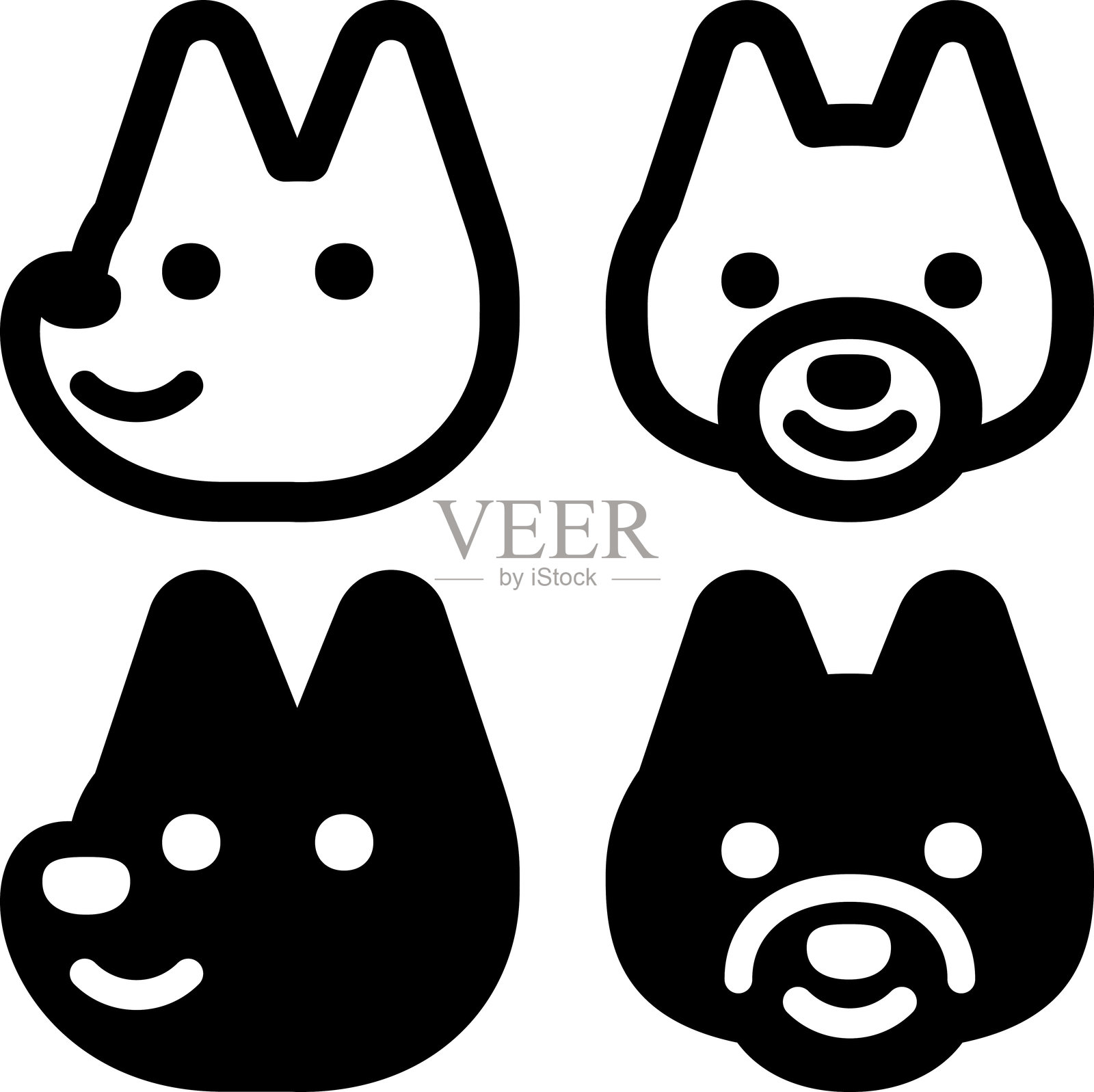 狗脸图标集插画图片素材