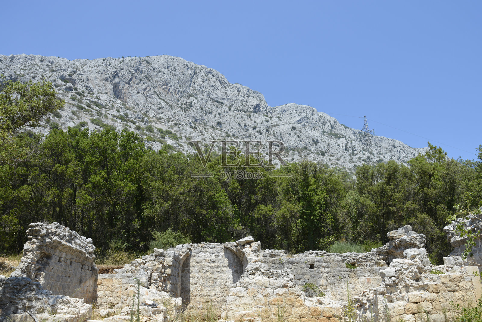 奥雷比奇卡门15世纪 rector's palace 的石头遗址照片摄影图片