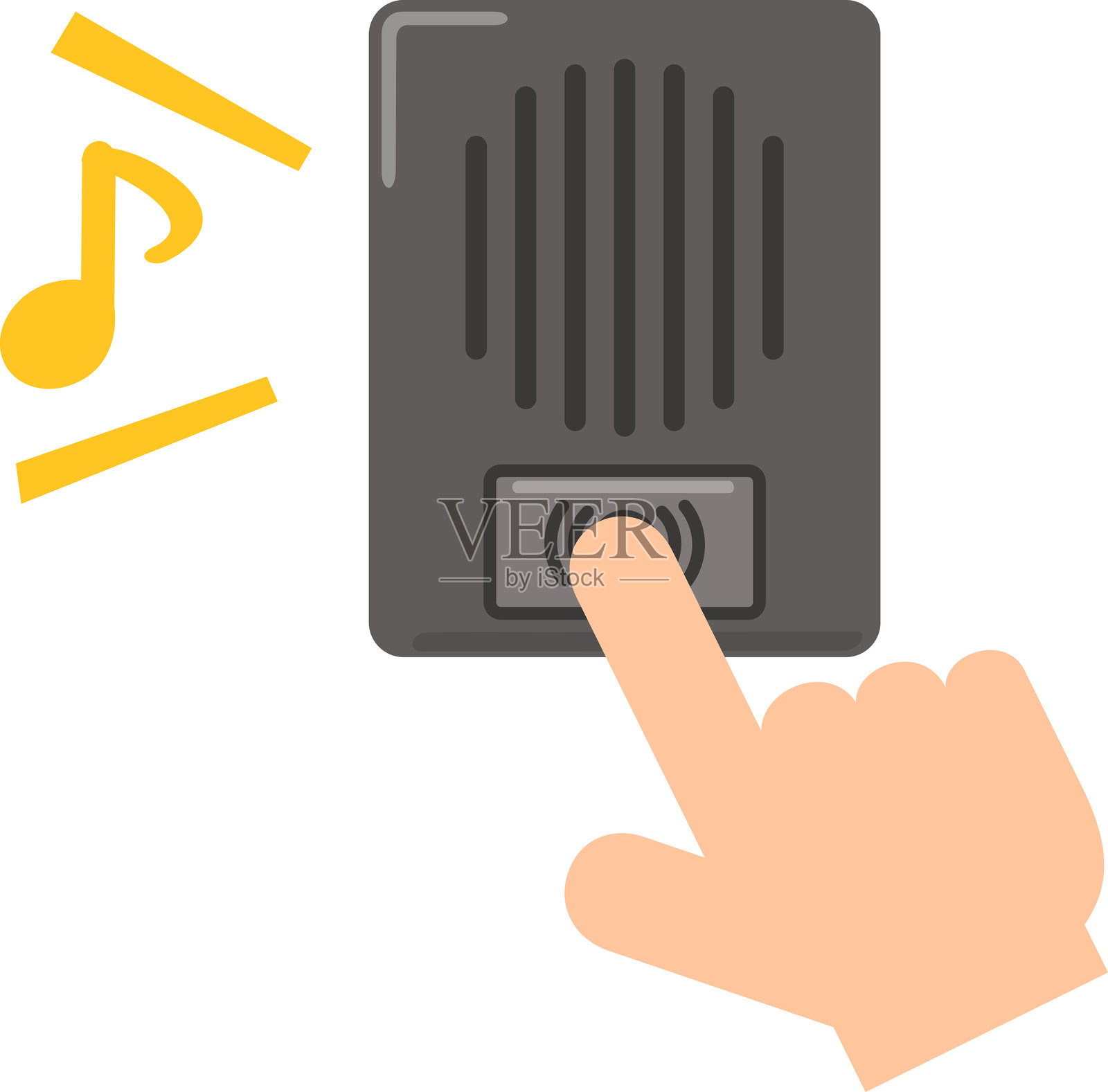 手按下门禁对讲机按钮插画图片素材