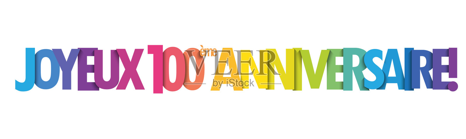 彩色字体横幅，庆祝100岁生日快乐插画图片素材