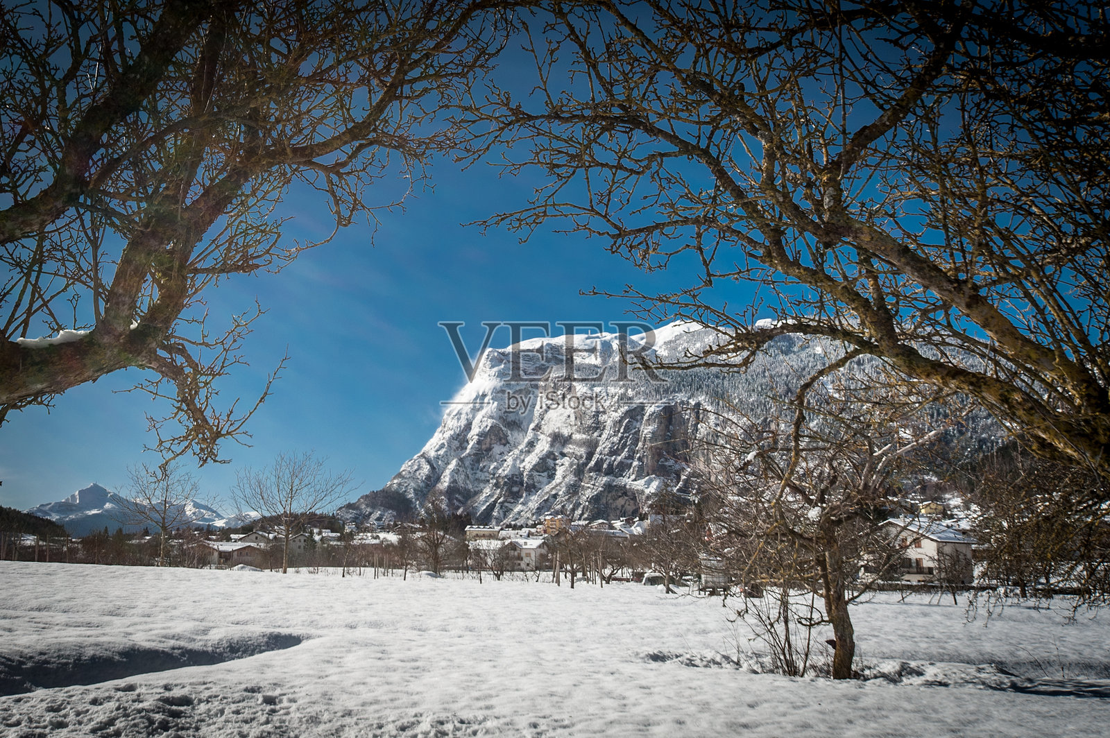 特伦蒂诺的雪景照片摄影图片