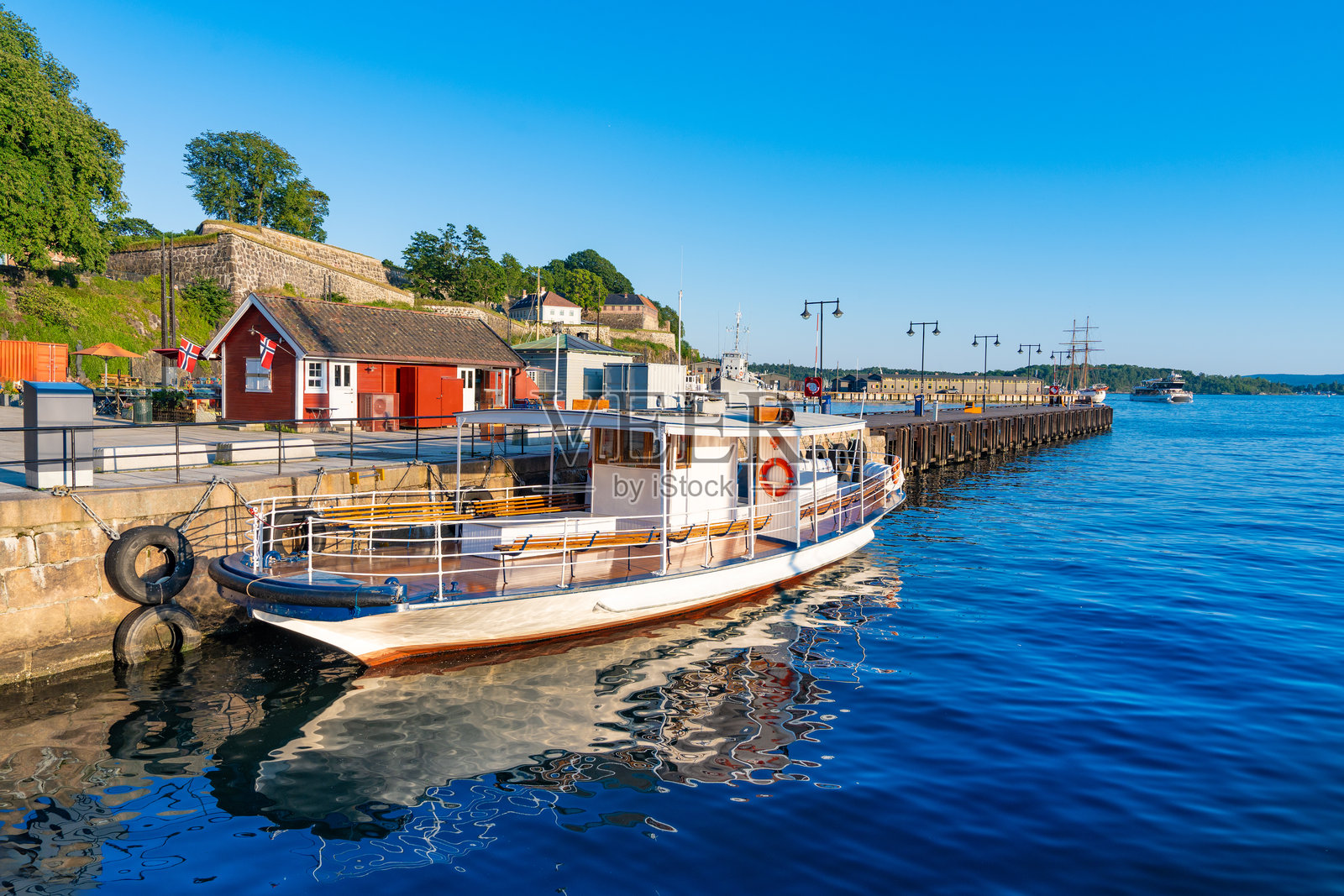 奥斯陆 Pipervika 港的日落景色照片摄影图片