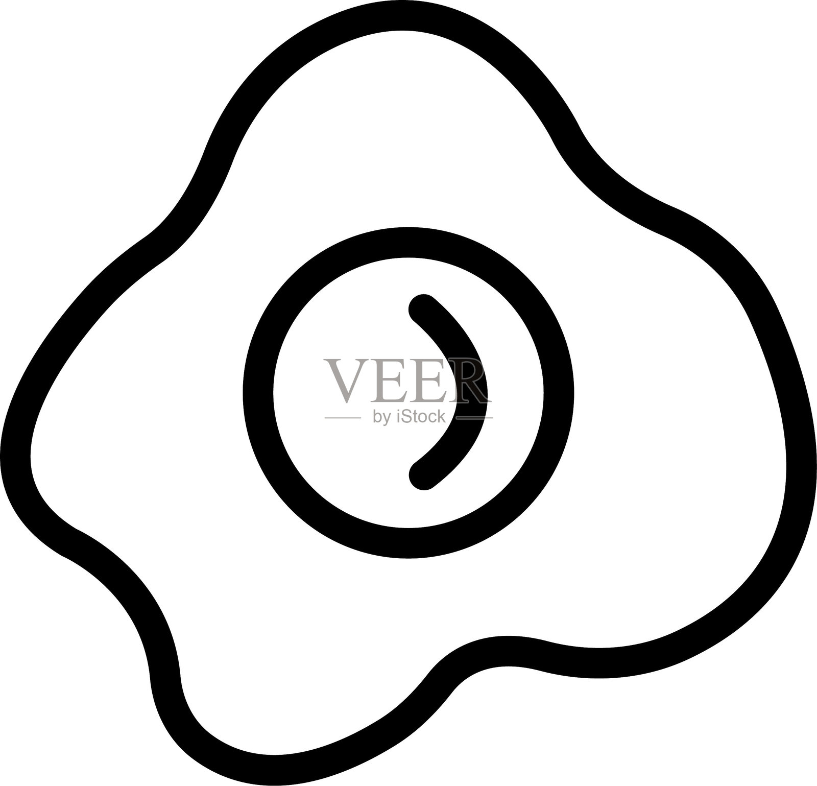 矢量鸡蛋图标，线条、扁平化风格。餐厅烹饪用的煎蛋、太阳蛋、煎蛋卷、炸蛋符号。炸蛋线条图标。早餐、蛋黄、蛋白质。农场食品概念，适用于有机营养。插画图片素材