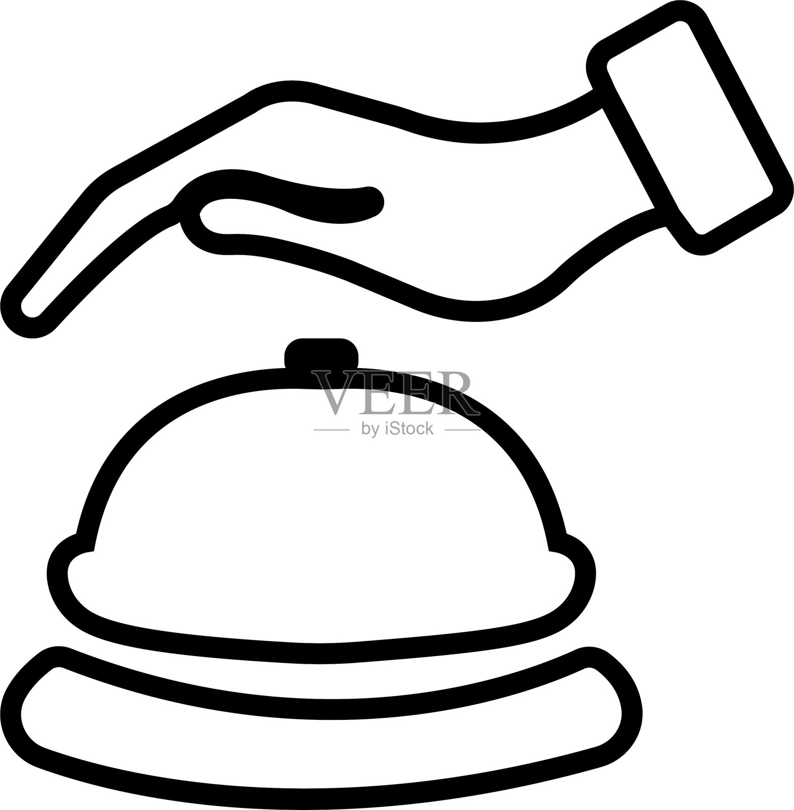 酒店接待图标。服务铃、入住接待和预订服务符号矢量图，厨房铃图标。服务铃，响铃，孤立在透明背景上，用于移动应用程序或用户界面。插画图片素材