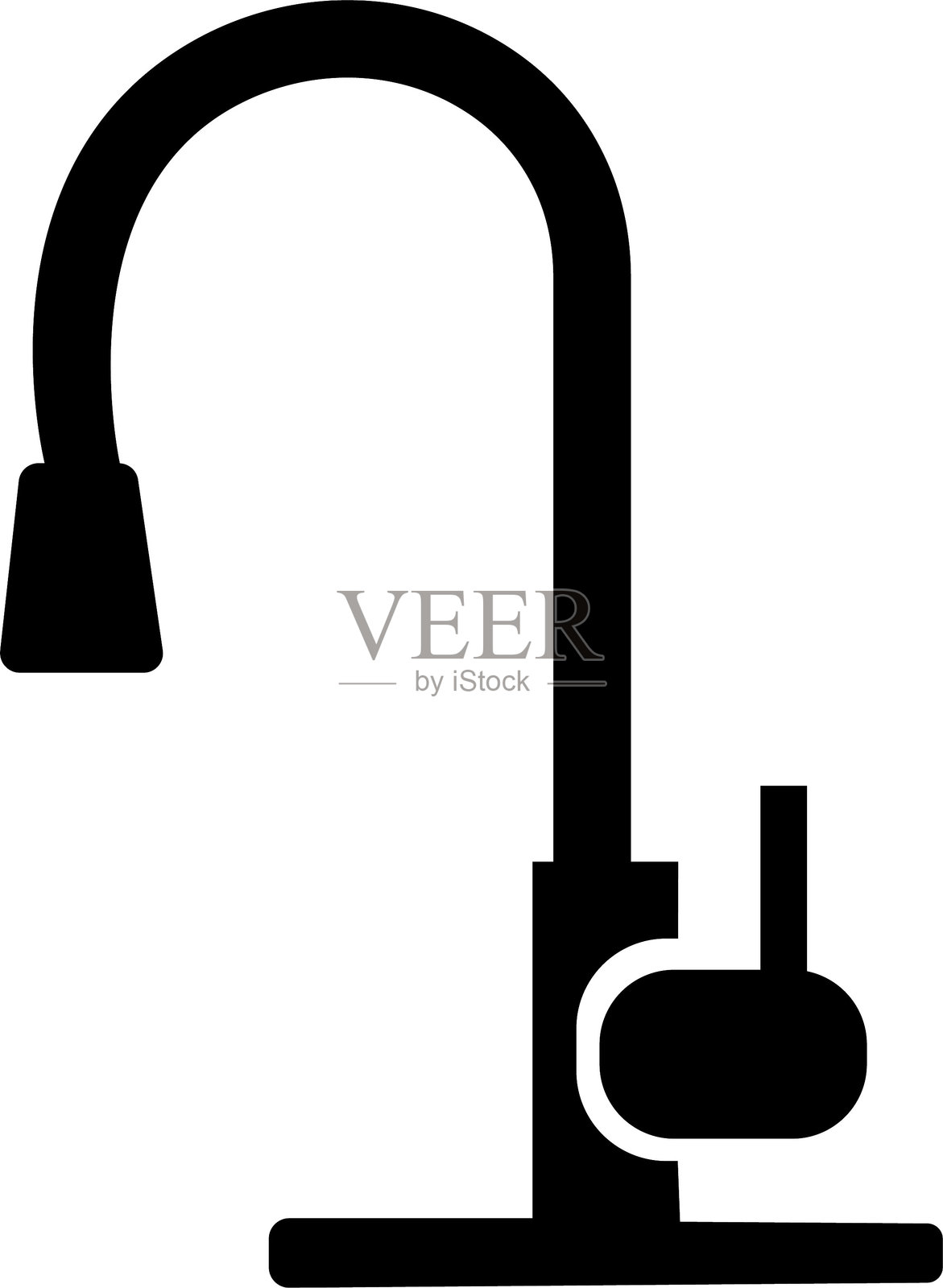 水龙头图标矢量图，水龙头标志。浴室符号。水从水龙头符号流出。饮用水公司应用程序和网站符号，徽标设计，孤立在透明背景上插画图片素材