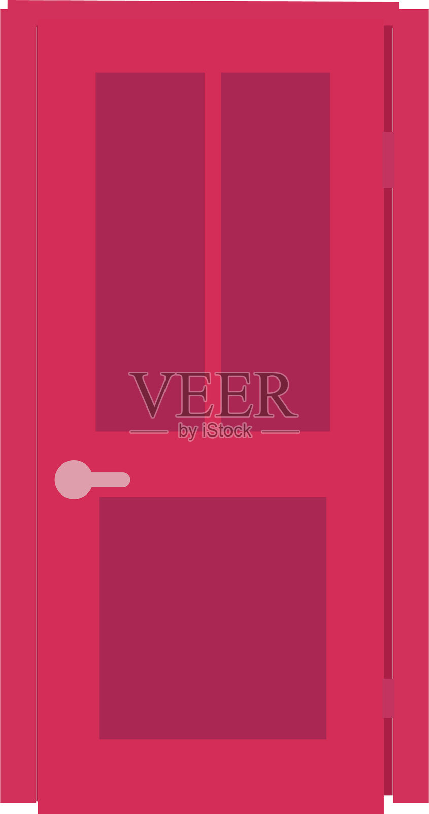 扁平化设计风格的房屋和建筑物的彩色前门，孤立的矢量集。打开和关闭的门插画图片素材