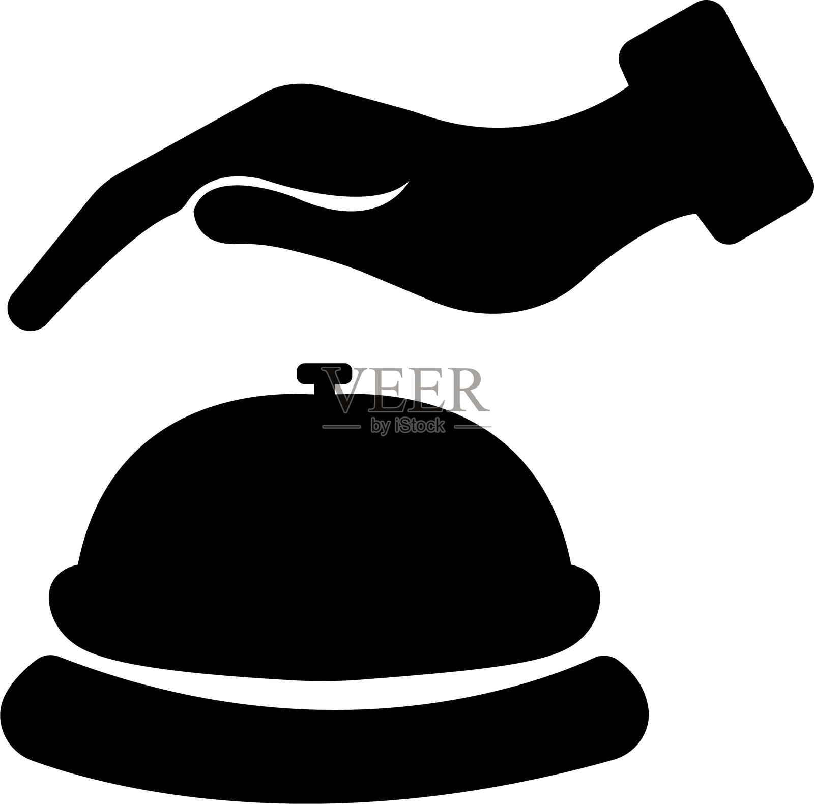 酒店接待图标。服务铃、入住接待和预订服务符号矢量图，厨房铃图标。服务铃，响铃，在透明背景上隔离，用于移动应用或UI。插画图片素材