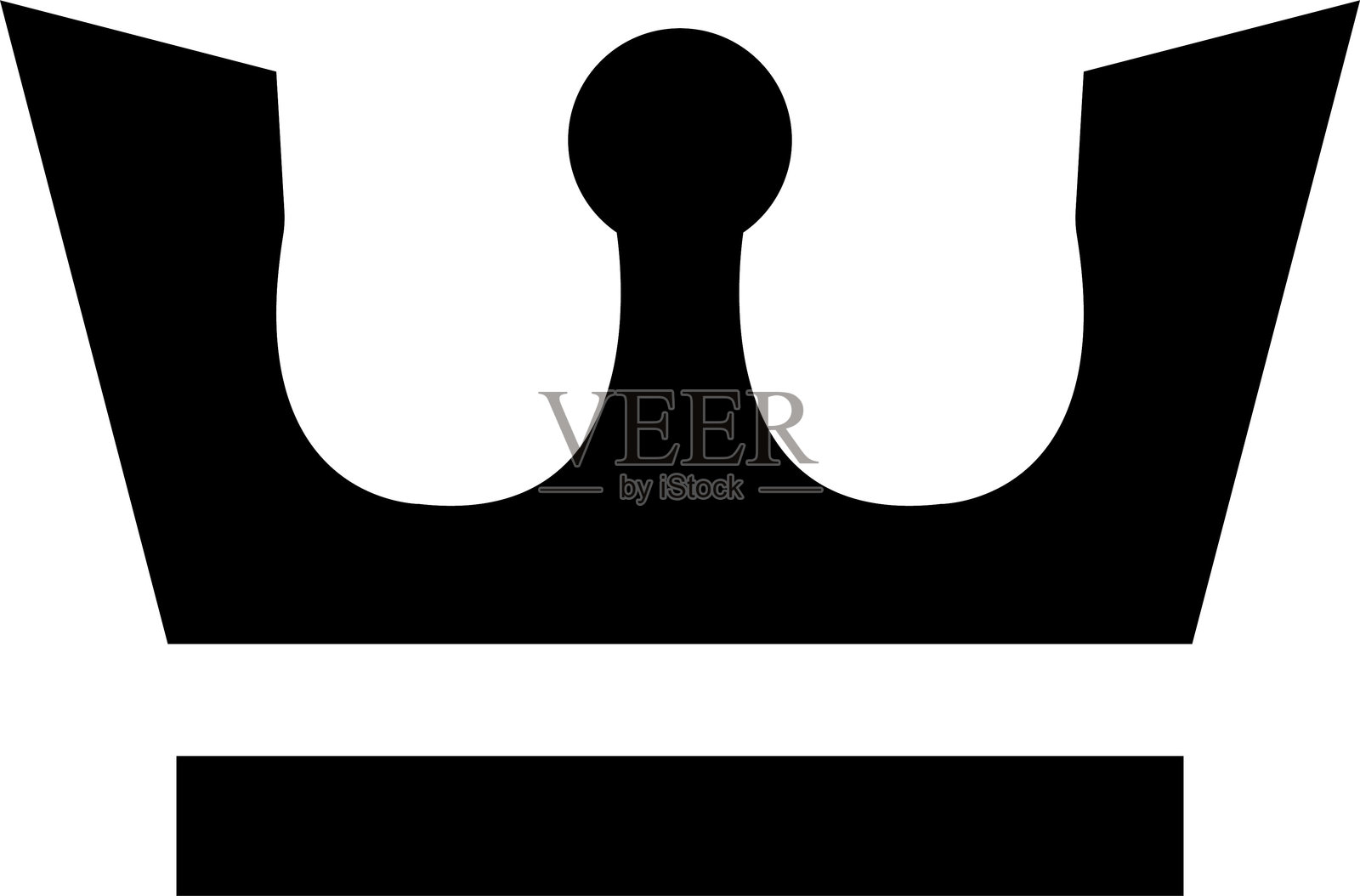 大皇冠。皇冠图标。剪影。奢华的黑色皇冠，采用时尚的平面风格，孤立在透明背景上。用于您的网站设计、徽标、应用程序、用户界面的皇冠符号。插画图片素材