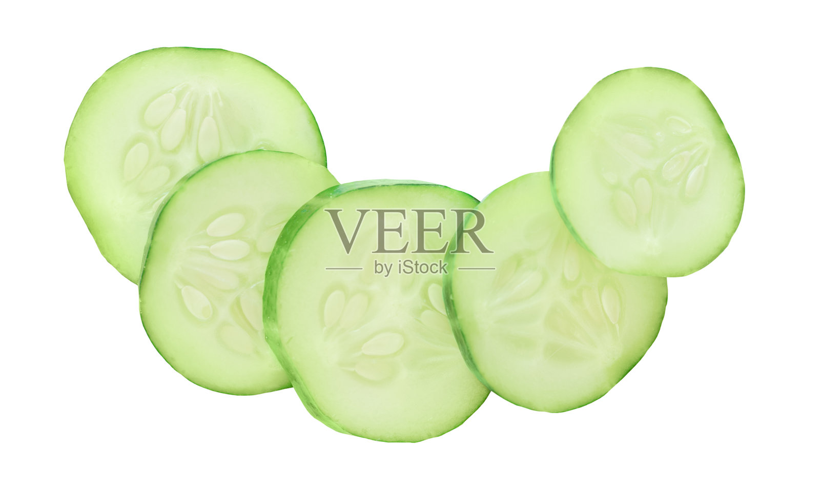 新鲜的黄瓜切片，孤立在白色背景上照片摄影图片