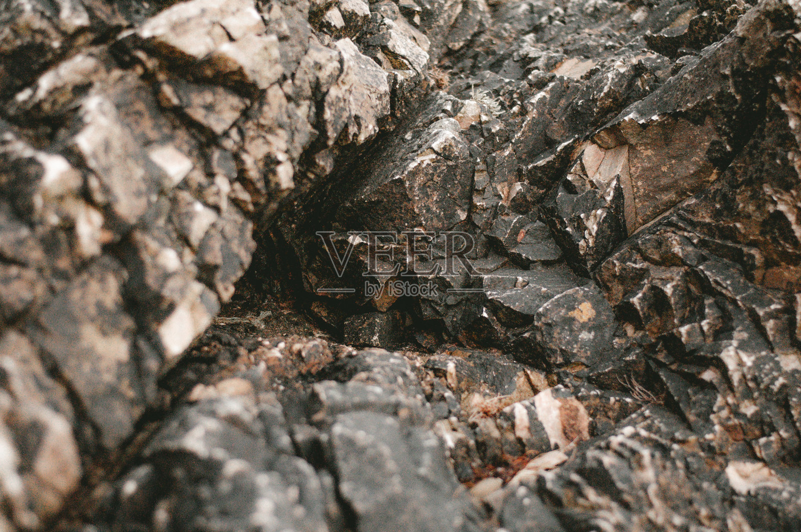 特写镜头，粗糙开裂的岩石，展现出自然的纹理和大地色调。照片摄影图片
