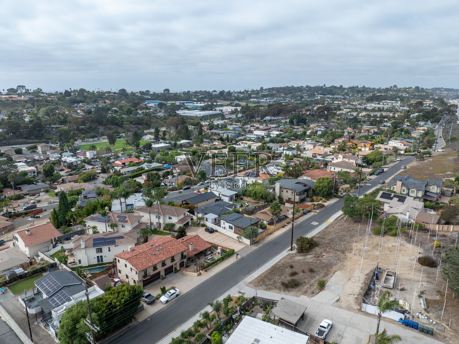 加州圣地亚哥德尔马镇的鸟瞰图照片摄影图片